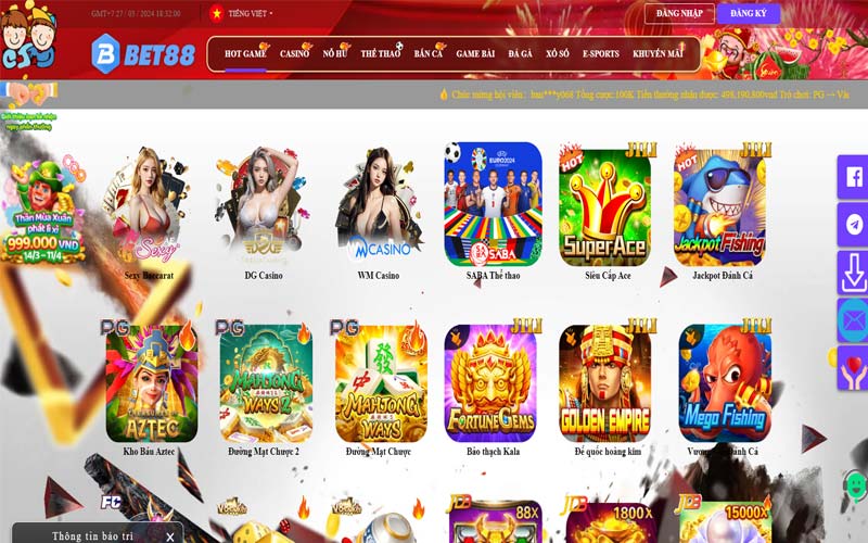 Nhà cái bet88 có nhiều game hot nhất trên thị trường hiện nay